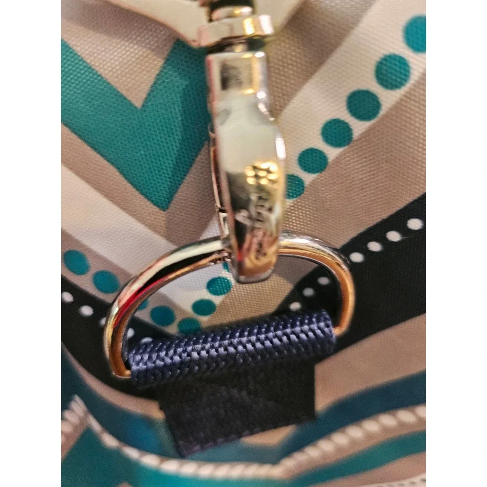 Thirty-One Picnic Thermal Tote Bag Teal Navy Chevron Insulated Shoulder Strap